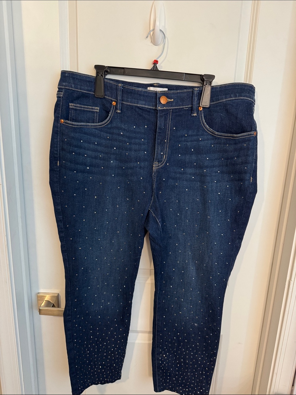 Lane Bryant Dark Indigo Cropped Jeans with Mini Stud Accents
